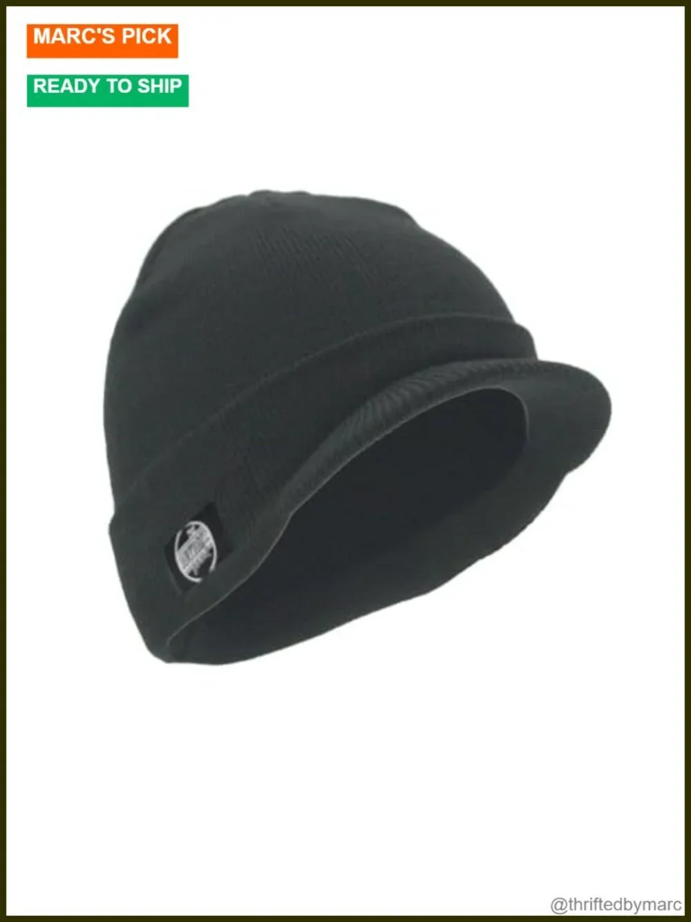 Double Layered Knit Billed Beanie with Fold-over Cuff